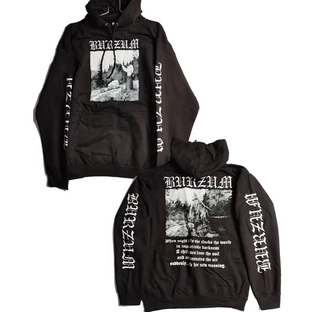 Burzum-Sudadera con capucha de manga larga para hombre, ropa de calle con estampado de banda Mental pesada, Tops con capucha, ropa con estampado de música Harajuku