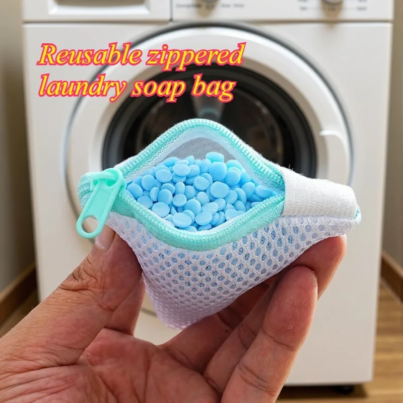 Multifunctional Laundry Soap Bag Reusable Mesh Bag with Zipper Scent Bead Compatible Machine Washable Delicates & Small Items