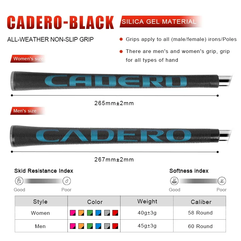 CADERO-Poignées de club de golf 2x2 AIR NER Crystal Standard, mélange de 6 couleurs disponible pour l'absorption des chocs et non ald, 10 poignées/ensemble