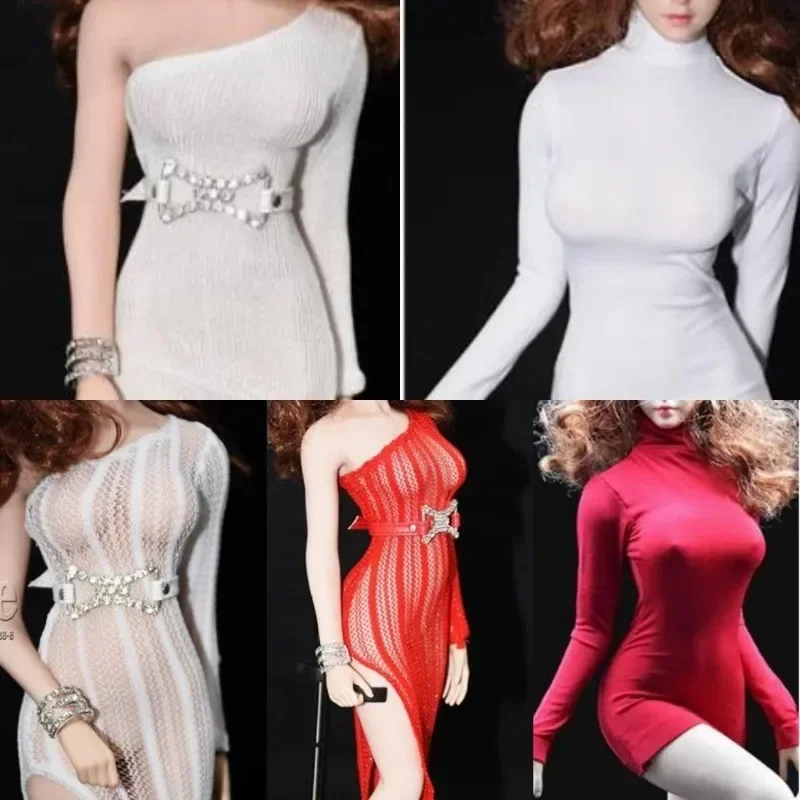 1/6 Scale Female Soldier Clothes Ice Silk Vest Floral Skirt Suspender Dress Waist Chain Sided Shawl for 12\