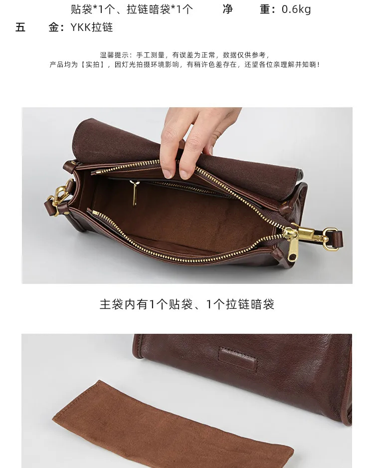 Einfache, lässige Damen-Umhängetasche aus pflanzlich gegerbtem Rindsleder, luxuriöse, weiche Echtleder-Handtasche für den Wochenend-Shopping-Besuch. – Detail 3