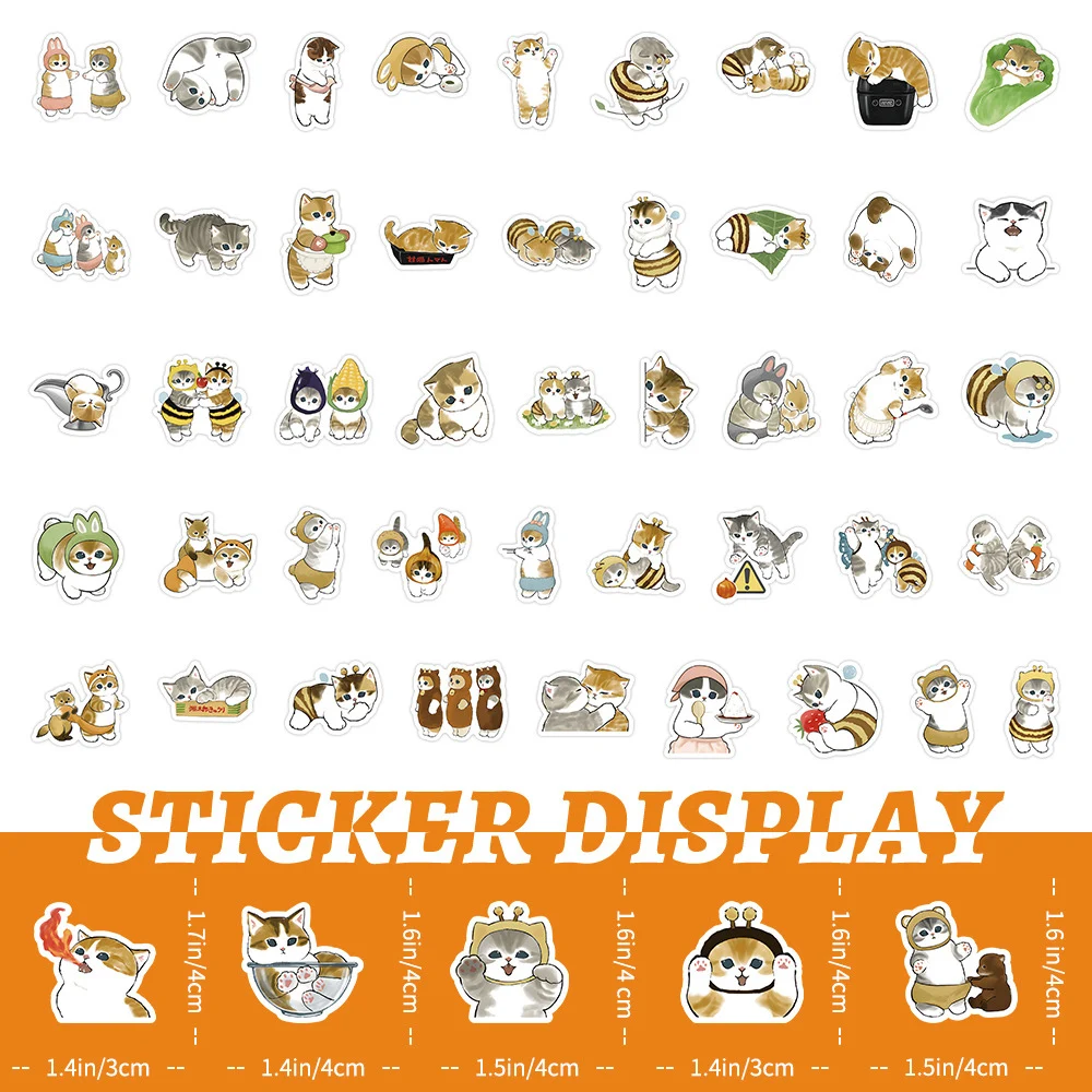 10/30/50/100pcs Kawaii Cat MEME Funny Animals Stickers Decals Decorative Phone Luggage Laptop Waterproof Cute Sticker Kids Toys