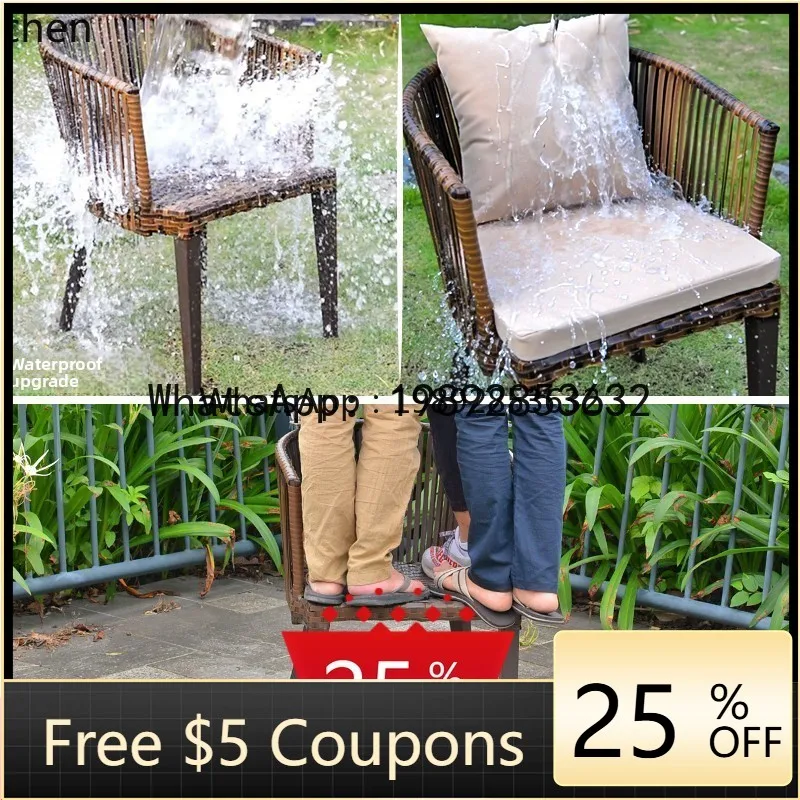 

T2-27 Outdoor Table and Chair Courtyard Outdoor Terrace Garden Rattan Chair Leisure Combination Waterproof and Sunscreen