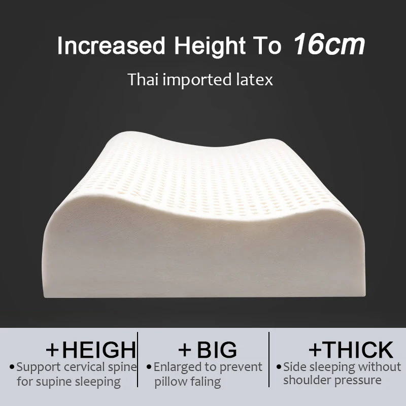 

High Pillow Natural Latex Pillow Thickened Extra High Increased Height Pillow Core for Adults Neck Support for Sleep