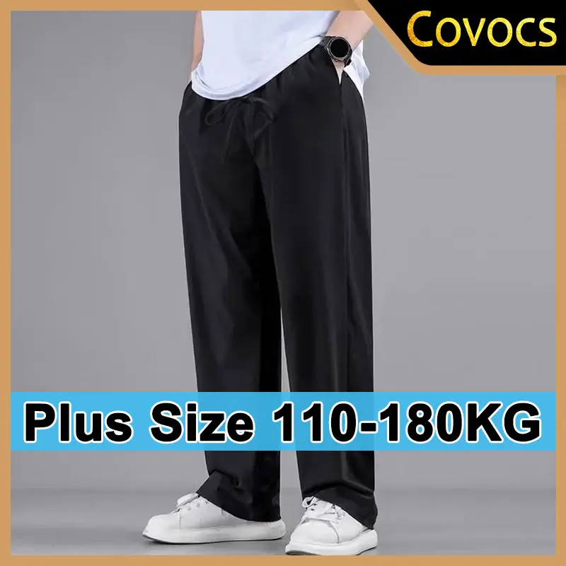 Plus Size Man's Pants Stretchable Casual Men's Elastic Waist Pants 110-180KG Thin Quick Drying Sports Trousers Male Clothing 7XL