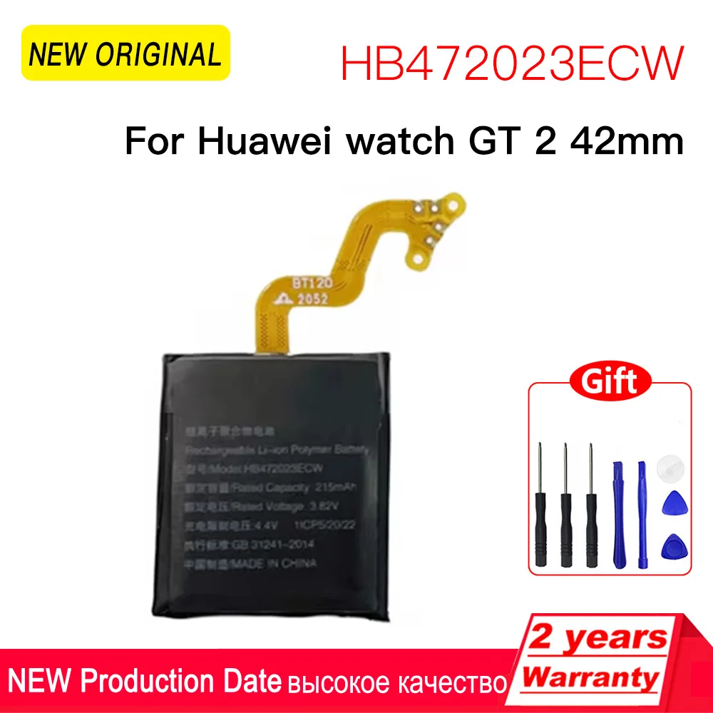 

Genuine HB472023ECW Battery 215mAh Batteries For huawei GT2 smartwatch GT 2 42MM Replacement Batteries+tools