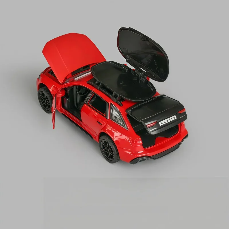 1/36 Scale Station Wagon Alloy Toy Car, Equipped with a Roof Storage Box, Realistic Interior Details, Pull-Back Function, a Coll