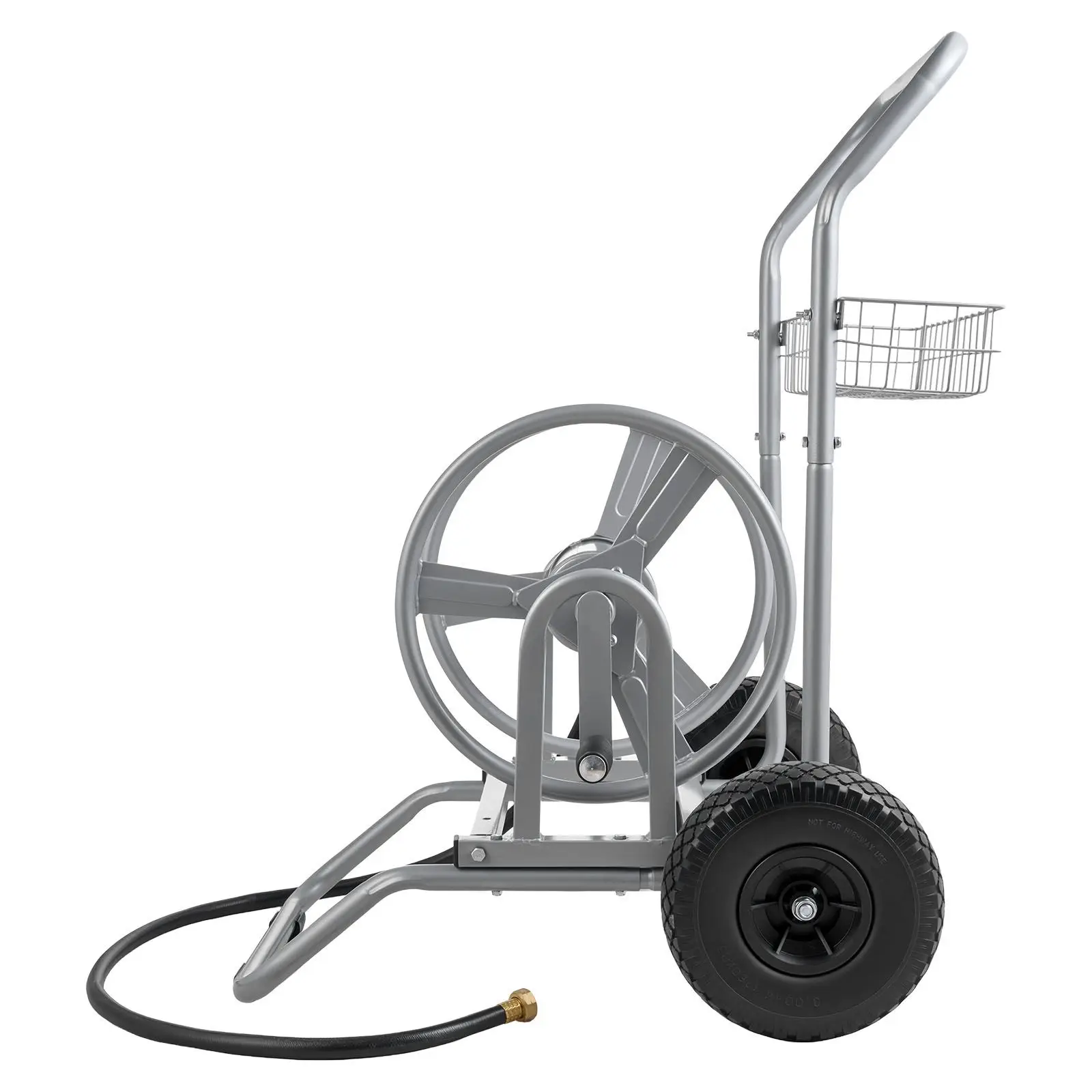 Water Hose Reel Cart, 200/300ft High-Pressure Garden, with Two Wheels, Handle & Heavy-Duty Mesh Storage Basket, Dual-Purpose