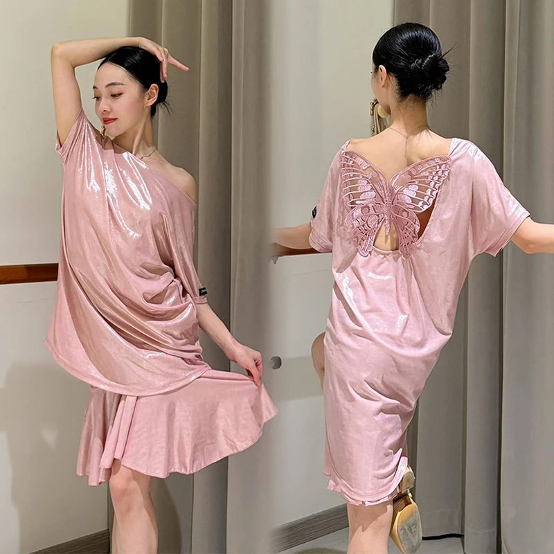 Schwarzes Latin Dance Top für Frauen, Leopardenmuster, Body, Retro-Performance-Outfit, Erwachsene, Tango, Cha, Cha-Tänzerin, Übungskleidung 2038