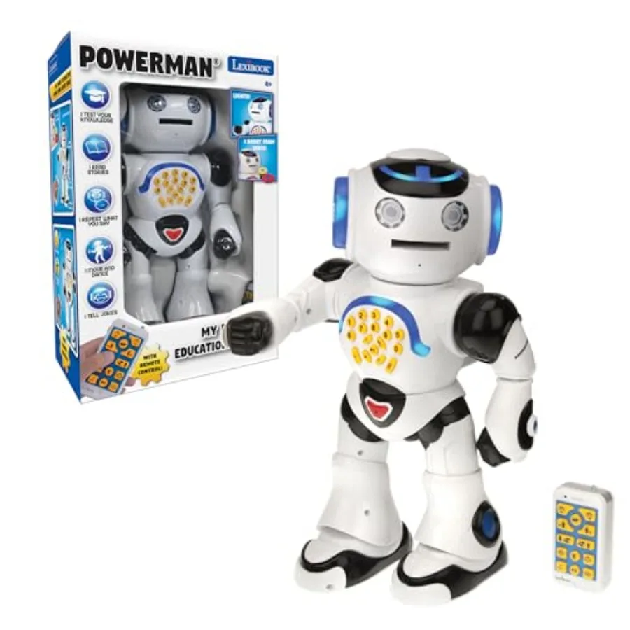 

' remote control walking talking robot for indoor play ABS plastic blue and silver 7 interactive functions including dancing si