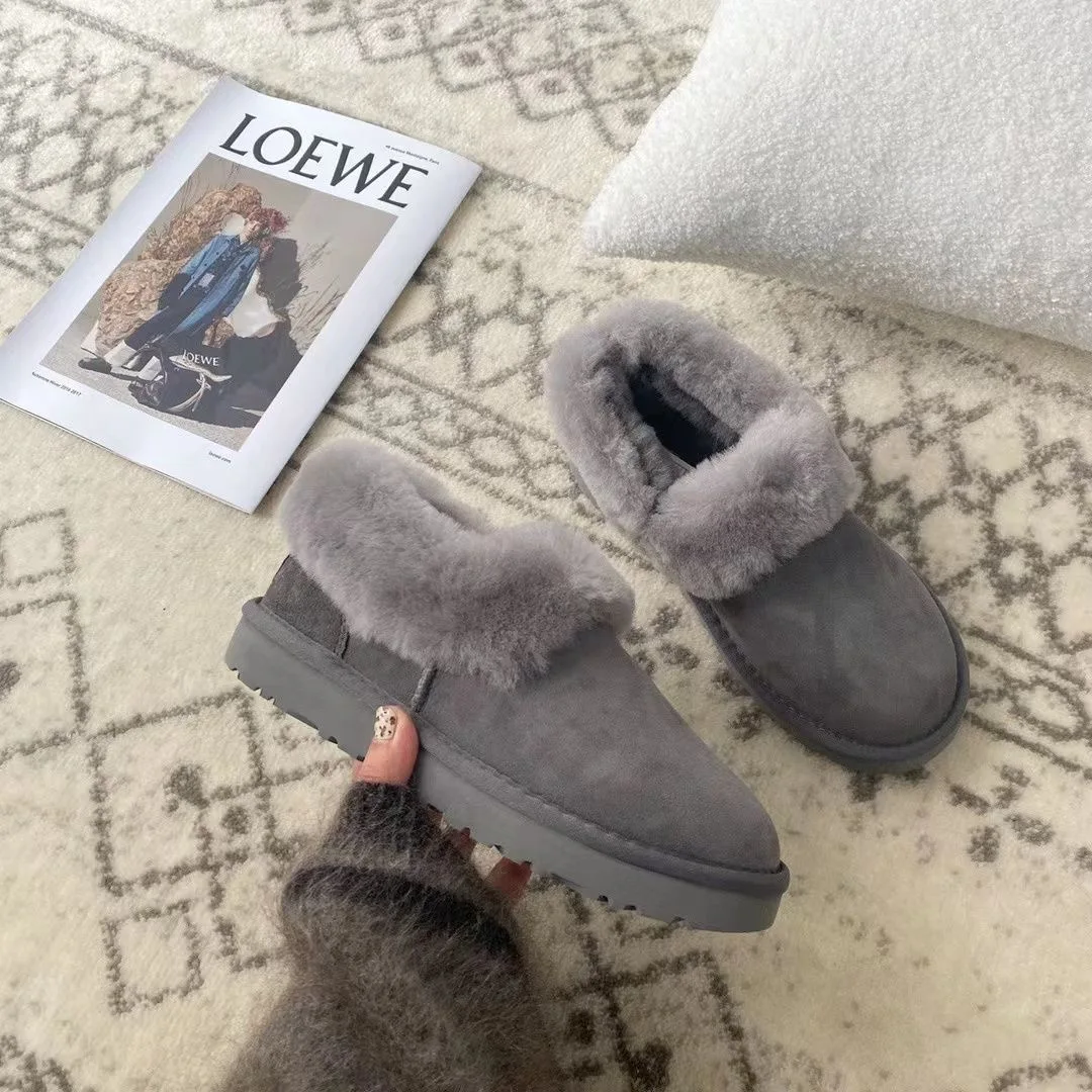 100% Sheepskin Leather Women Flats Casual Moccasins Driving Shoes Natural Fur Wool Snow Boots Fashion Comfortable