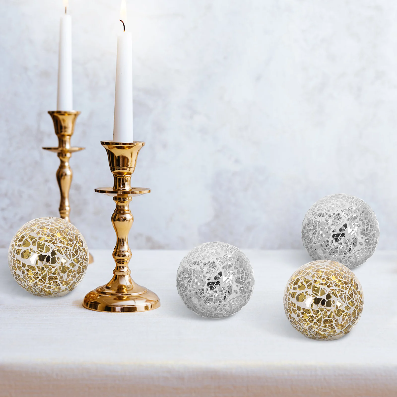 

4 Pcs Mosaic Ball Spheres Decorative Balls for Centerpiece Bowls Ornament Table Top Mirror