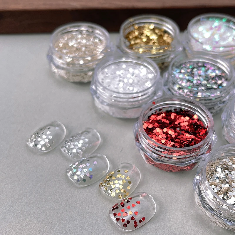 Mini funkelndes Herz Stern Nagel Glitzer funkelndes Pentagramm Nageldekoration Nagelstudio Design Zubehör DIY Nail Art Design