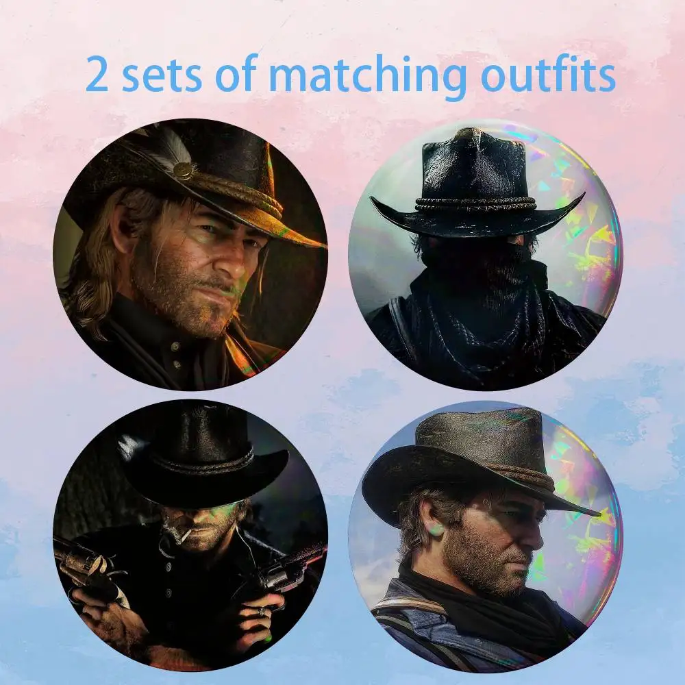 RDR2 A-Arthur Morgan HD Print Round Lapel Pins Pretty Derby 2 piece set Round Display Brooches Brooch Badges