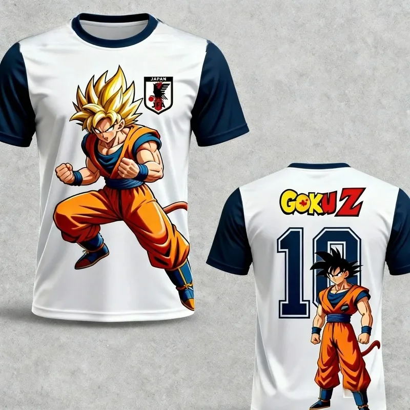 Dragon Ball Z Clean White Base Black Trim Super Saiyan Goku 3D All Over Print Breathable Anime Streetwear Unisex Loose Tee