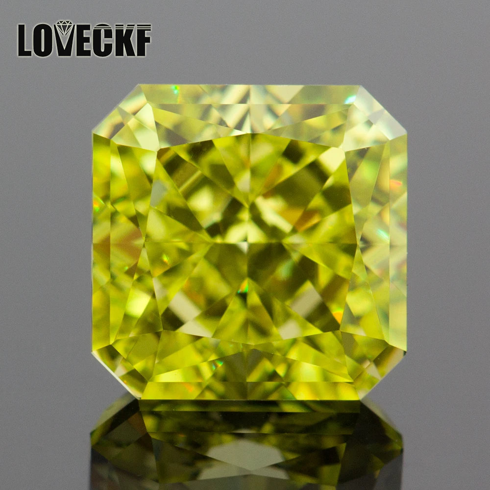 

Apple Green Square Crushed Ice Cut Cubic Zirconia High Carbon Diamond Lab Zircon CZ 4K Cutting 5A+ Quality for Jewelry Making