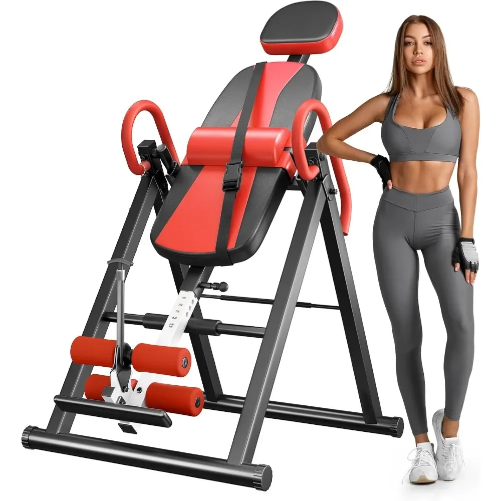 

Gravity Heavy Duty Inversion Table with Headrest & Adjustable Protective Belt Back Stretcher Machine for Pain Relief Therapy