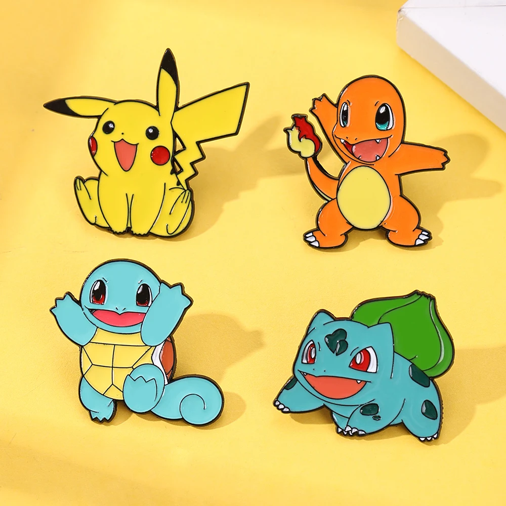 4pcs Anime Game Pikachu Enamel Pins Set Cute Pokemon Lapel Badge for Backpack Clothing Cosplay Cartoon Brooch Accessory