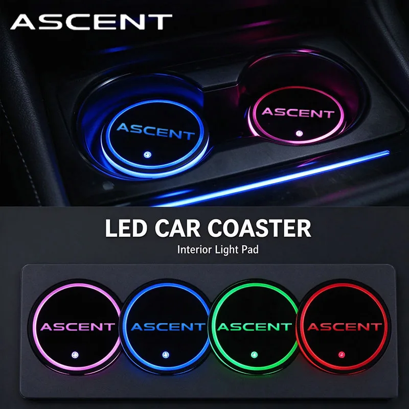 LED Car Coaster Light for Subaru Ascent Logo WRX BRZ DRL XV Outback Legacy Auto Water Cup Holder Mat Ambient Lamp Decoration