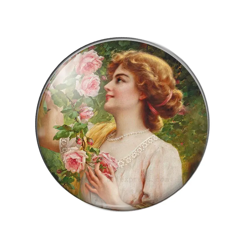 Retro Girls Women Canvas Art Patterns 12mm/16mm/18mm/25mm Round photo glass cabochon demo flat back Making findings