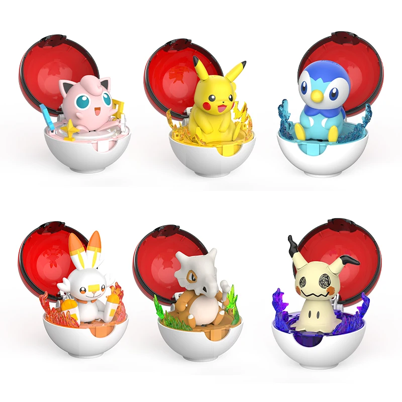 Original Pokemon Piplup Figure Pikachu Bulbasaur Eevee Charmander Meowth Squirtle transform elf ball Pokeball children Toy gift