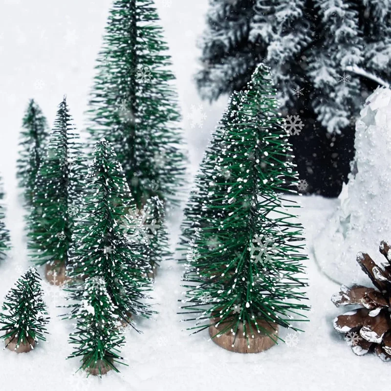 25 قطعة أشجار عيد الميلاد الاصطناعية المصغرة 5 أحجام السيزال الأخضر الحرير + الخشب للزينة DIY بها بنفسك الحرف الديكور الطرف #5