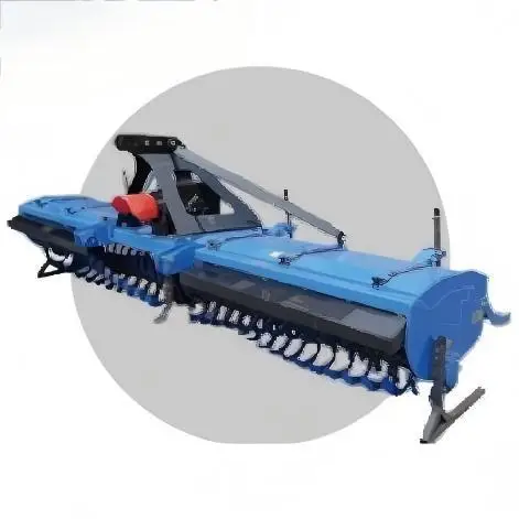 Extra-large high-capacity rotary tiller, integrating plowing, harrowing and grinding functions.