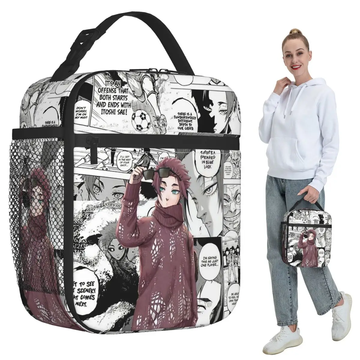 

Itoshi Sae Blue Lock Cartoon Anime Insulated Lunch Bag for Kids School Cooler Thermal Food Box Tote Lunch Boxes Container