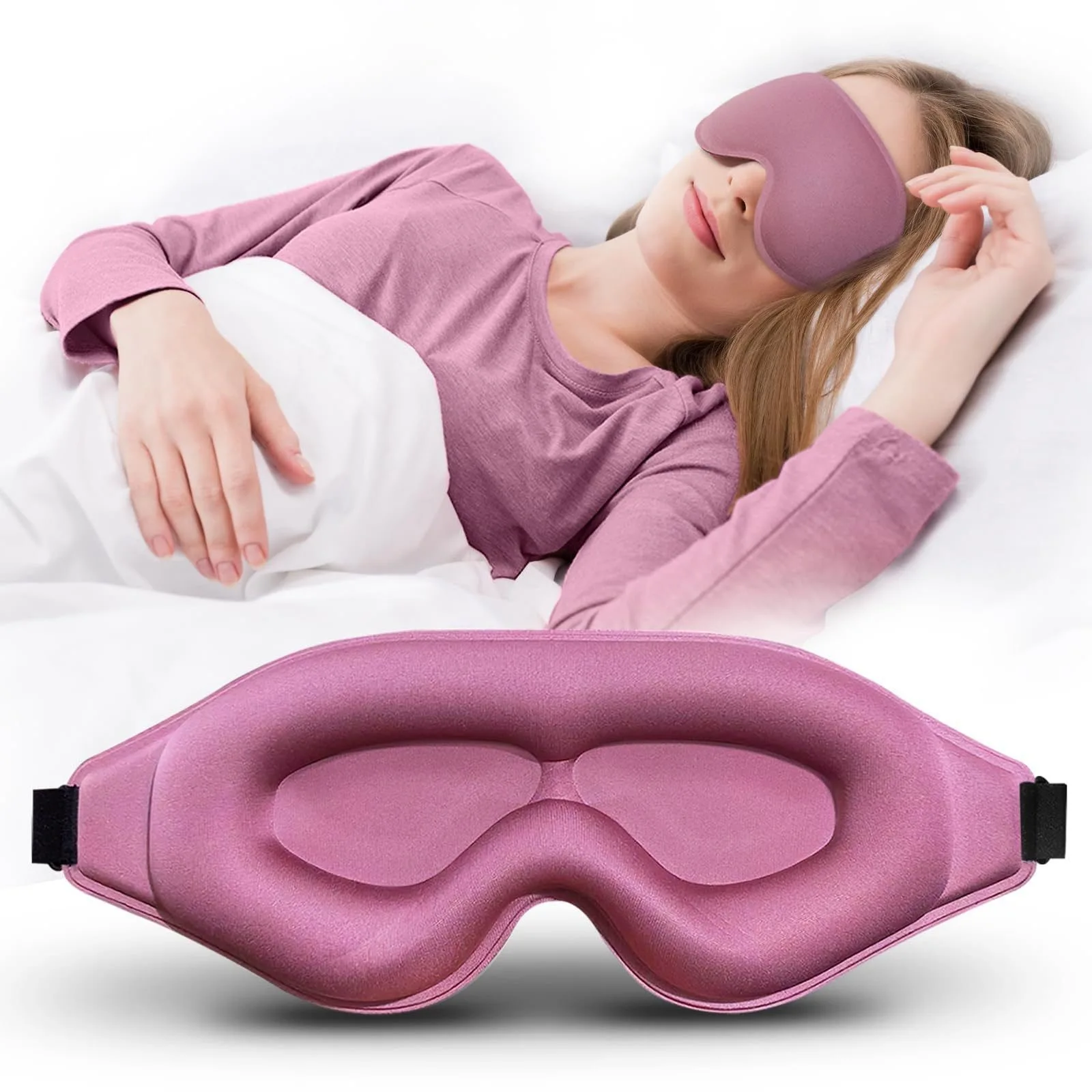 Eye Mask for Sleeping 3D Contoured Cup Blindfold Concave Molded Night Sleep Face Masks Block Out Light with Women Men Eyepatch