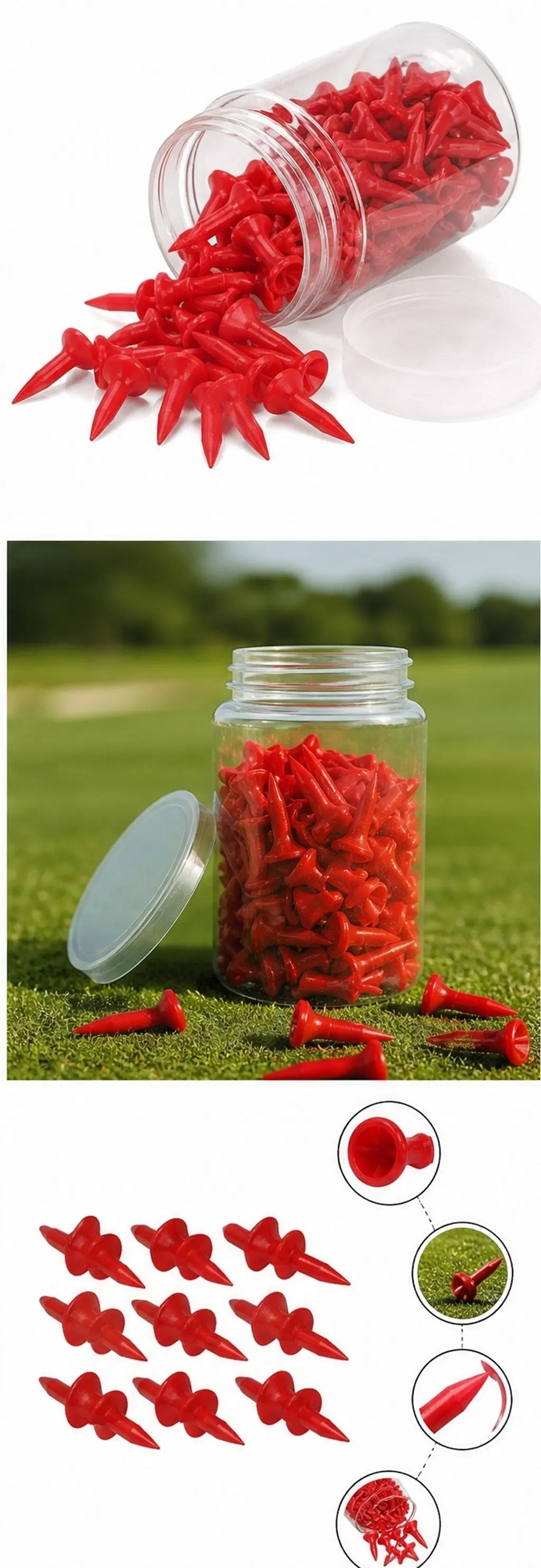 99Pcs Red Golf Tees 30Cm Length 13Cm Upper Diameter ABS Plastic Tees for Fun Golf Game Great Present Lovers