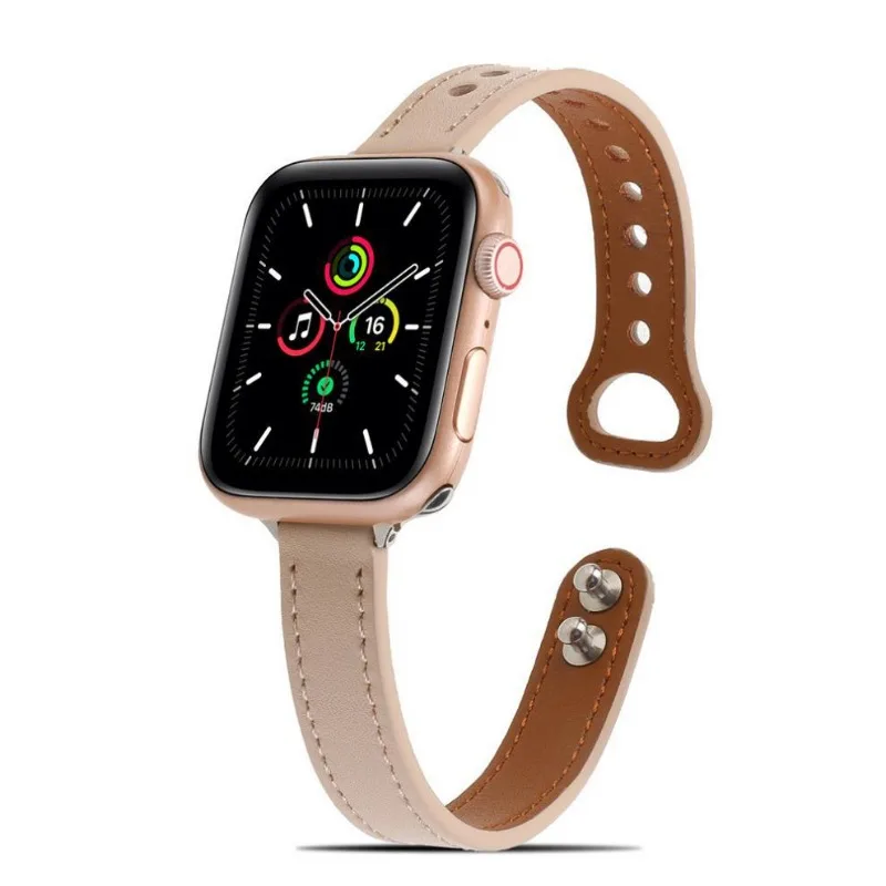 Bracciale ragazza in vera pelle per cinturino Apple Watch 41mm 45mm cinturino iWatch sottile per Correa Loop S9/8/7 SE 6/5/4 40/44mm 42MM 38MM