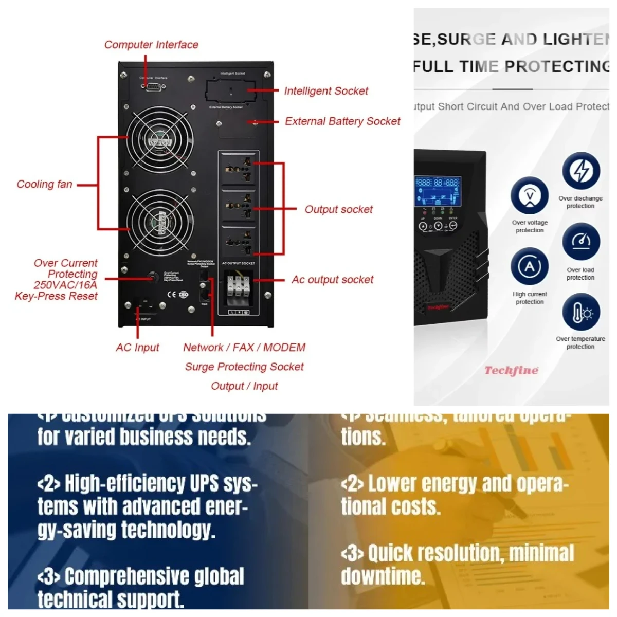 

6kva 6000w Online Ups 6000va 0ms Transfer Time Power UPS Uninterrupted Power Supply 6kw External Battery for Data Center