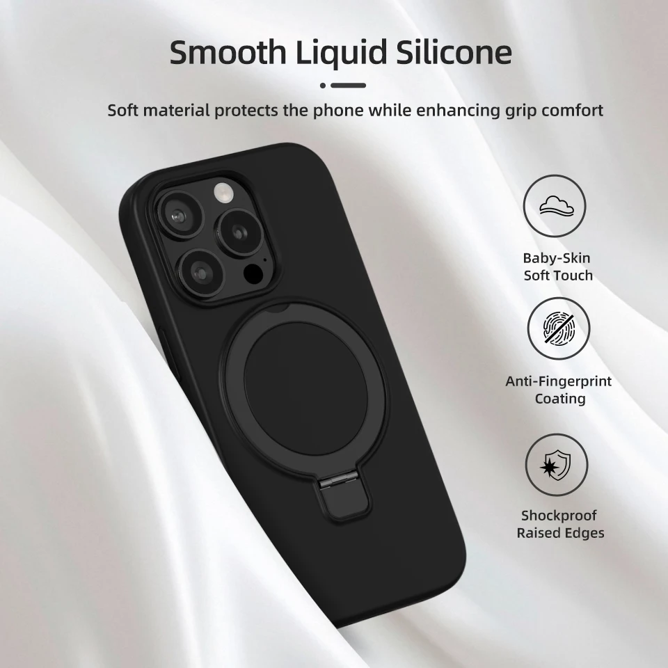 Magnetic Kickstand Case for iPhone 16 Pro Max for iPhone 16 Plus - MagSafe Compatible Safe Bracket Cover with Ring Holder