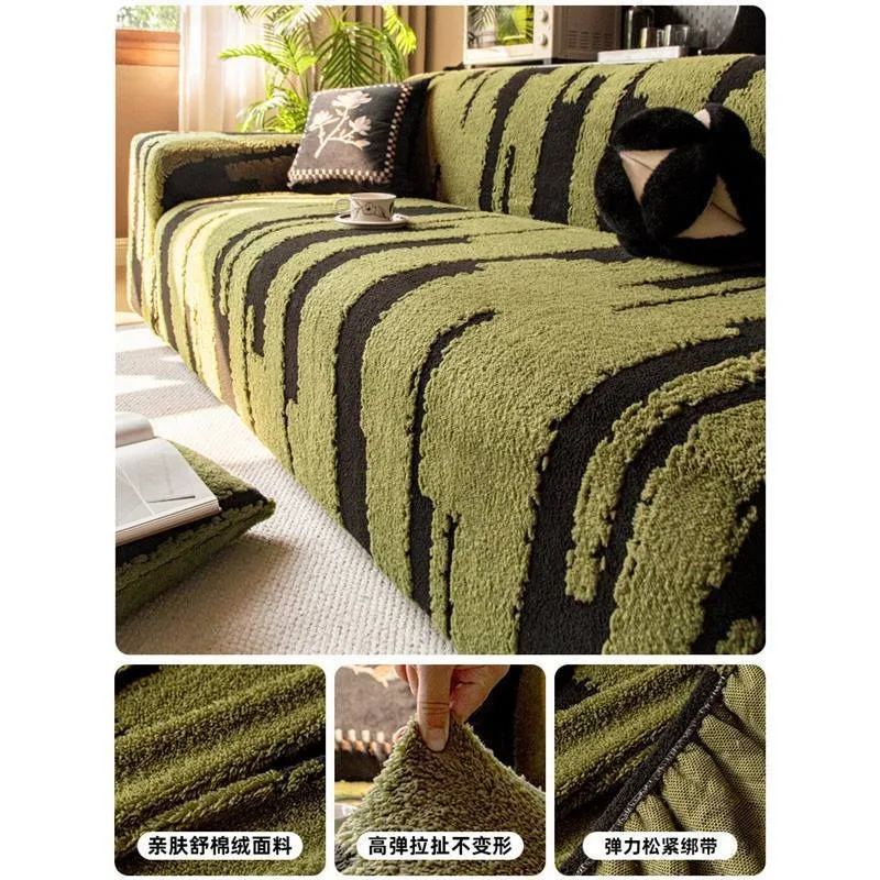 Thick Skin-Friendly Plush Zebra Print Sofa Cover, High Elastic 360° All-Inclusive Design, Anti-Scratch Machine Washable