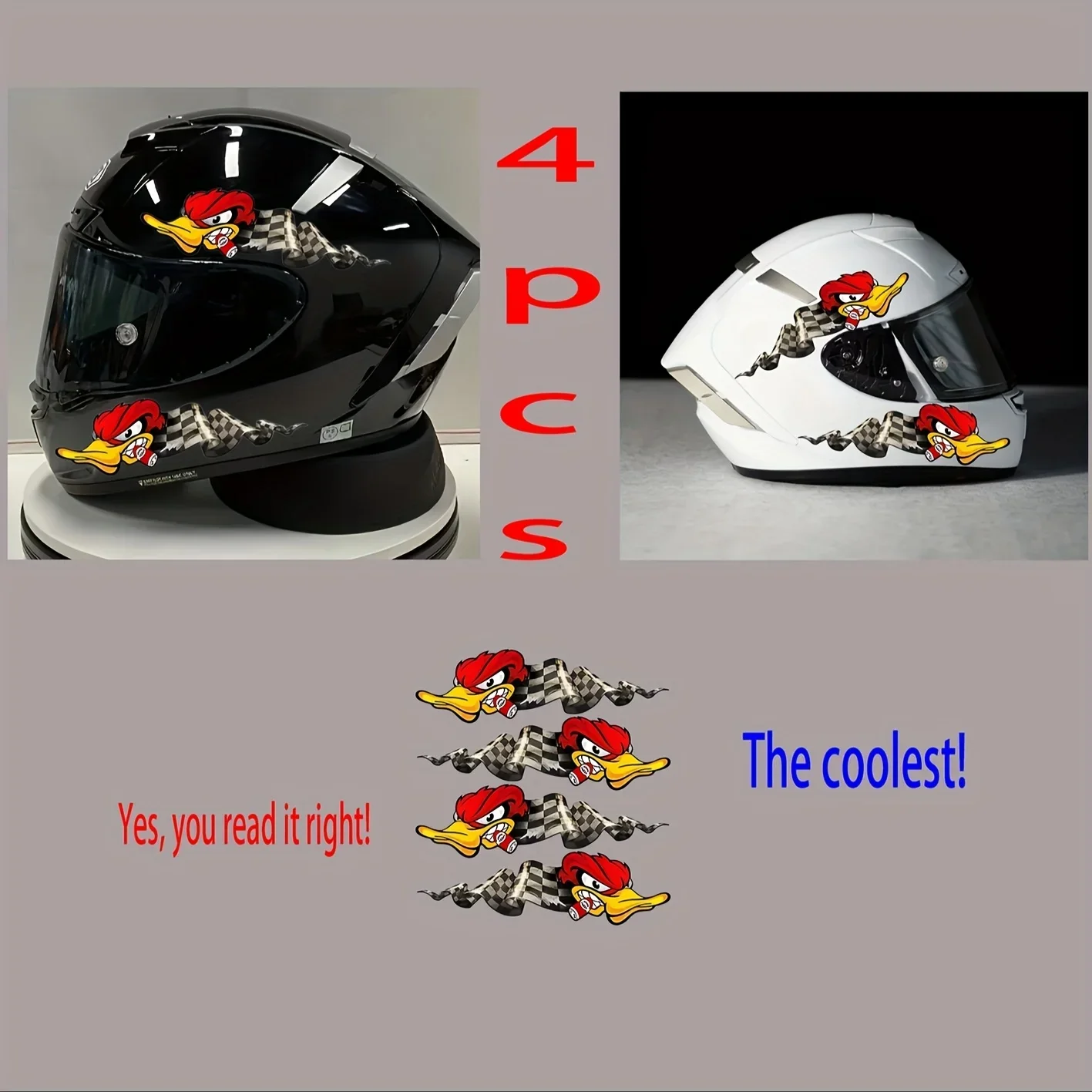 4 قطع/مجموعة ملصق تلقائي بنمط بطة السباق، ملصق بتصميم رياضي للدراجات النارية، ملحق التخصيص الخارجي