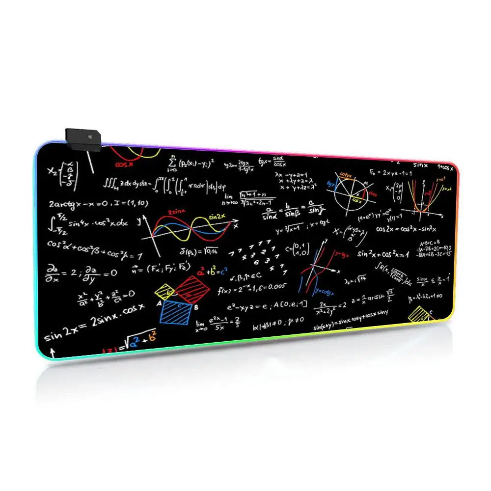 

G-Geometric M-Math F-Formula Mouse Pad Luminous Desk Mouse Pad RGB Computer Laptop Anime Keyboard Mouse 1000x500mm Mat Keyboard