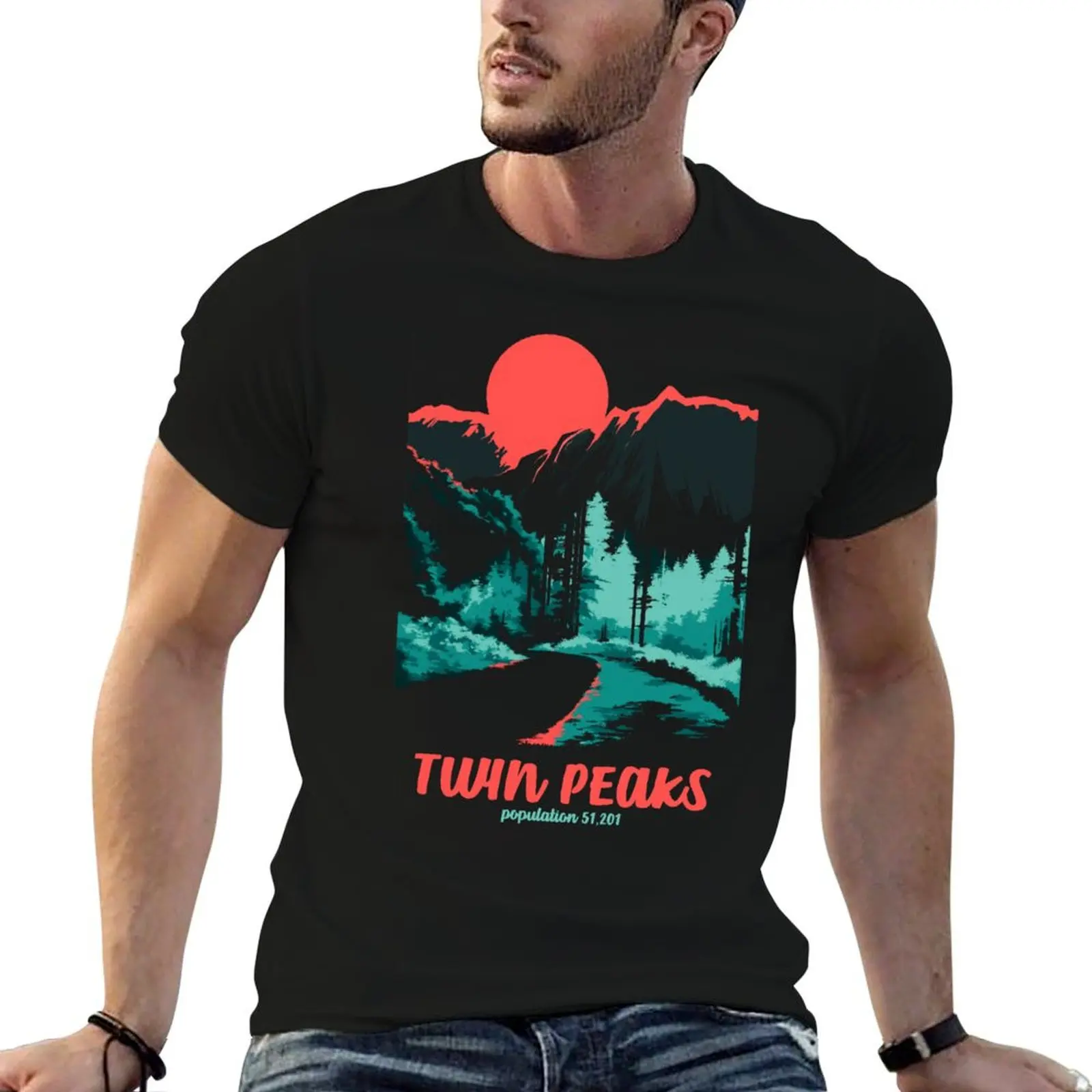 

Twin Peaks Classic National Parks Tonal Welcome Poster T-Shirt mens graphic t shirts t shirt man luxury T-Shirt