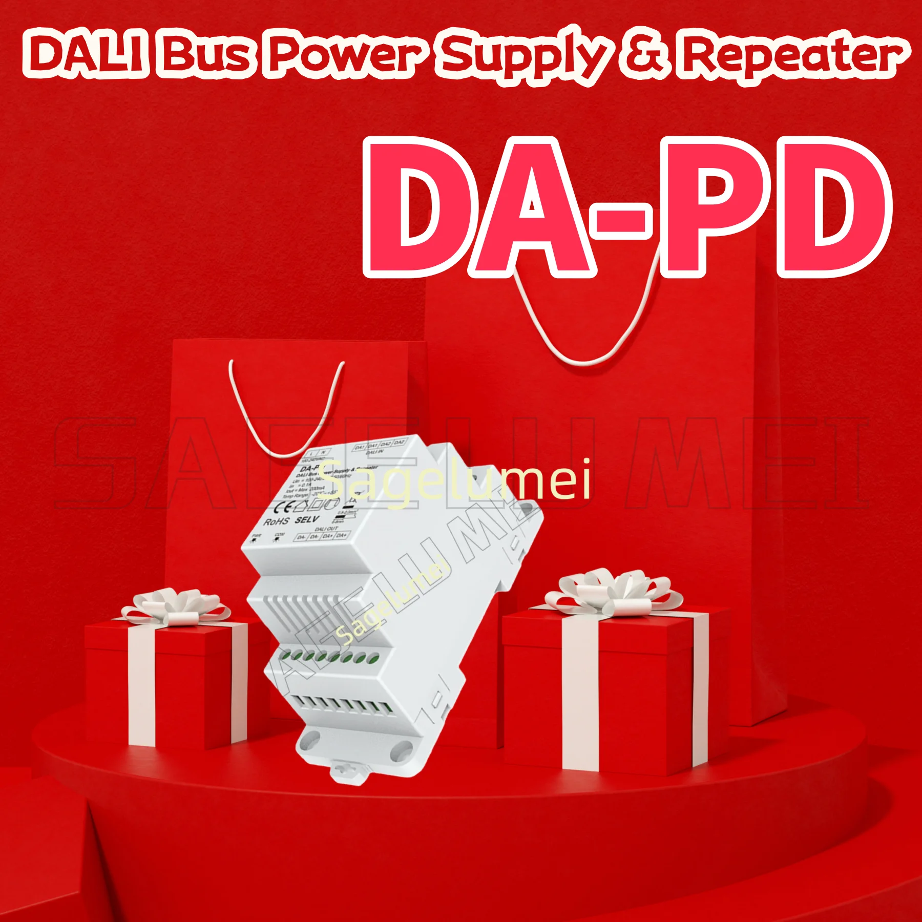 NEW DA-PD DALI Bus Power Supply& Repeater MAX200mA 100-240VAC DIN Rail Mounting DALI Line Length 300 to 1200m DALI Main(max300m)