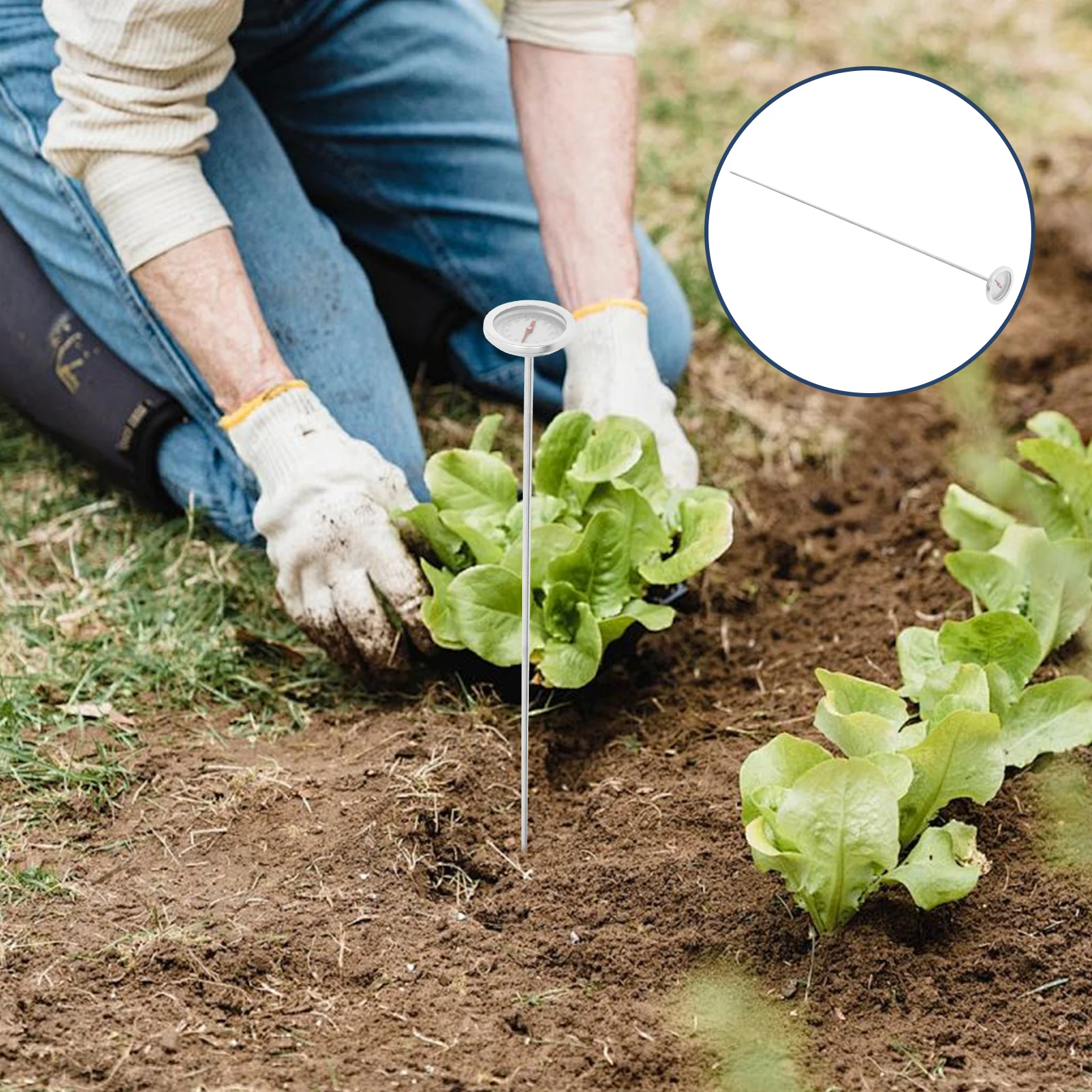 

Thermometer Backyard Compost Long Stem Soil Outdoor Stainless Steel Temperature Measuring Tool Probe for