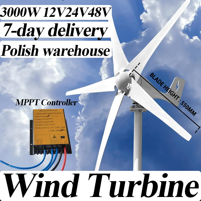 

Poland warehouse 5-7 days delivery With MPPT Charge Controller Wind Generator Strong adaptability, large-scale production