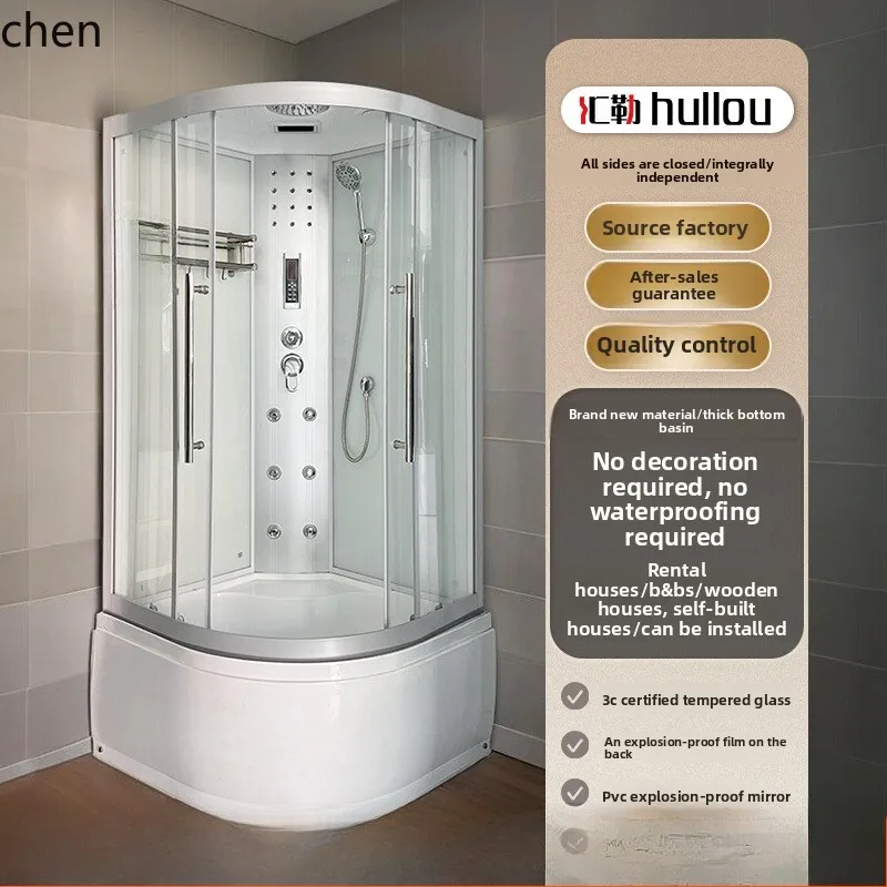 

HTT integral shower room integrated bathroom fan-shaped high basin closed glass partition dry and wet separation