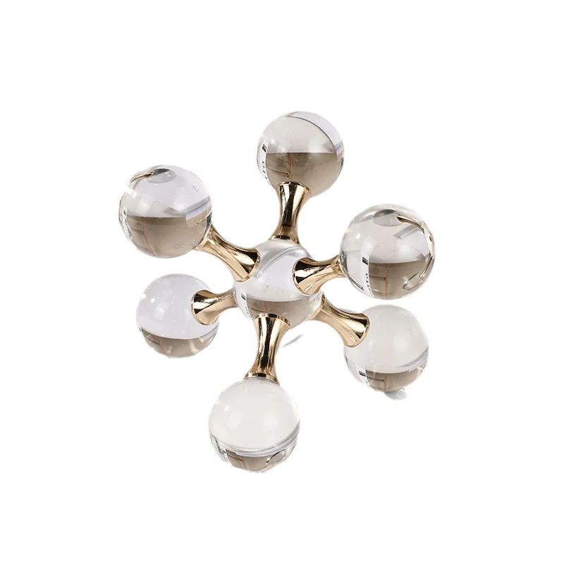Modern minimalist geometric metal crystal molecular ball ornament, model room living room entrance desktop decoration