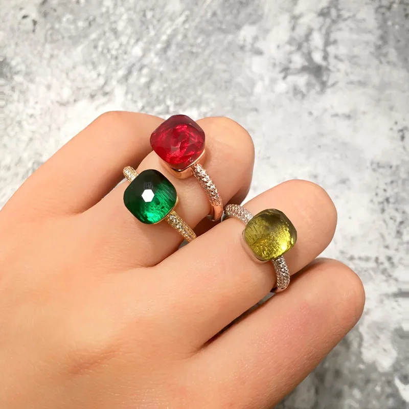 Top Quality 22 Kinds of Crystal Gemstone Throne Rings 3 Gold Color Luxury Stacking Knuckle Ring For Women Wedding Jewelry Gift