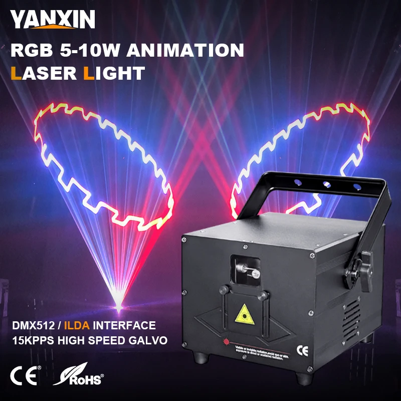 5W 10W RGB Animation Laser Scanner Bluetooth APP DMX Control Stage Light for DJ Disco Wedding Home Party Club Dance Show