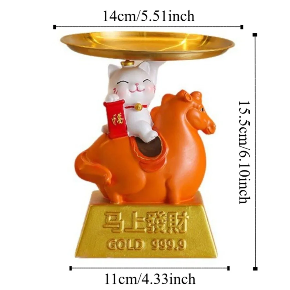 トレイ付き馬年マスコットオーナメント招き猫装飾干支馬フィギュア漫画かわいい馬フィギュアオーナメント