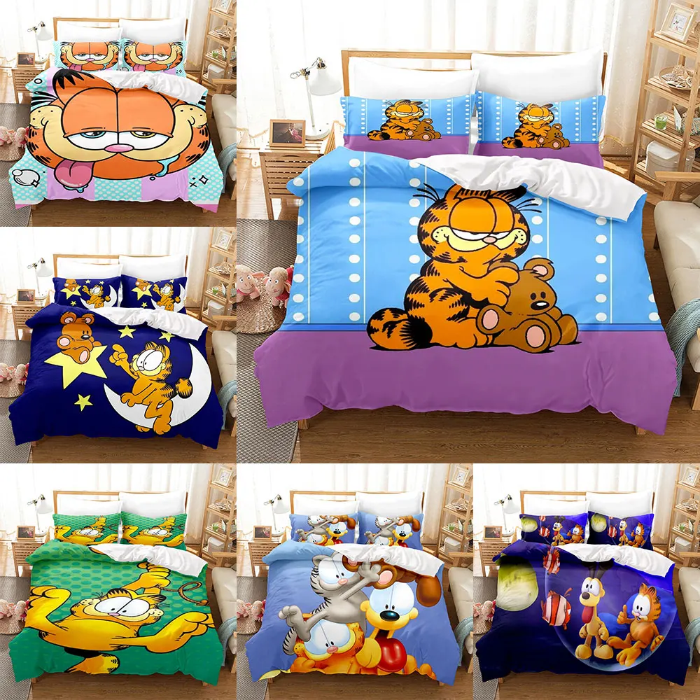 The Garfield Bedding Sets Breathable Comforter Cover Bed Cover Duvet Cover Pillow Case 2-3 Pieces Sets Children Gift Polyester