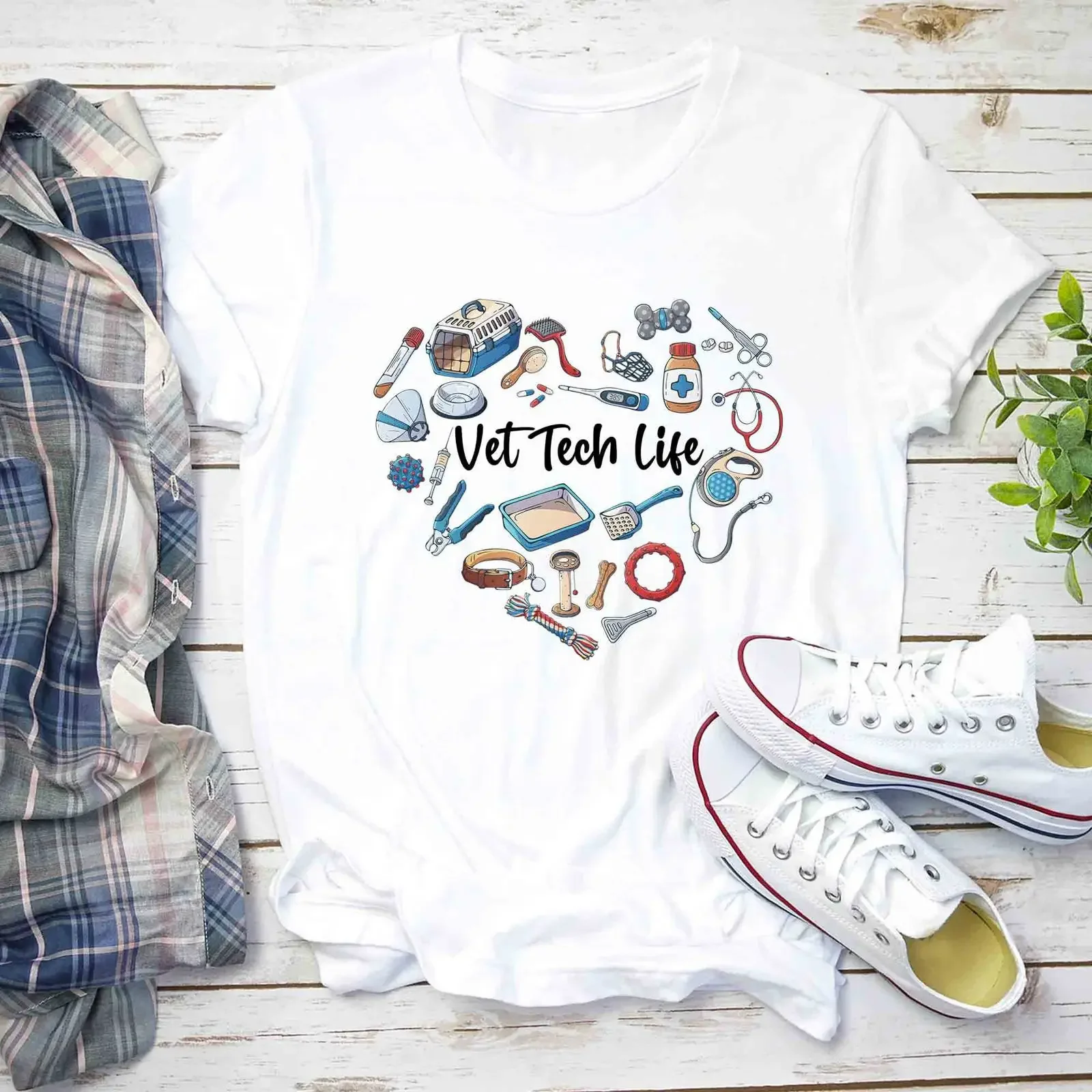 Vet Tech Life T Shirt Veterinarian StudenT Future vintage Washed Top For Everyday Wear Slightly Versatile Unisex graphic