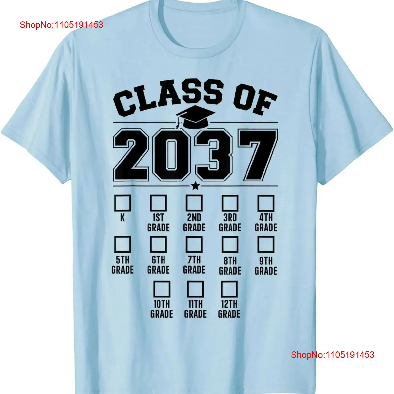 

Class of 2037 grow with me checklist kindergarten 12th grade T Shirt vintage Washed Slightly designer clothes streetwear