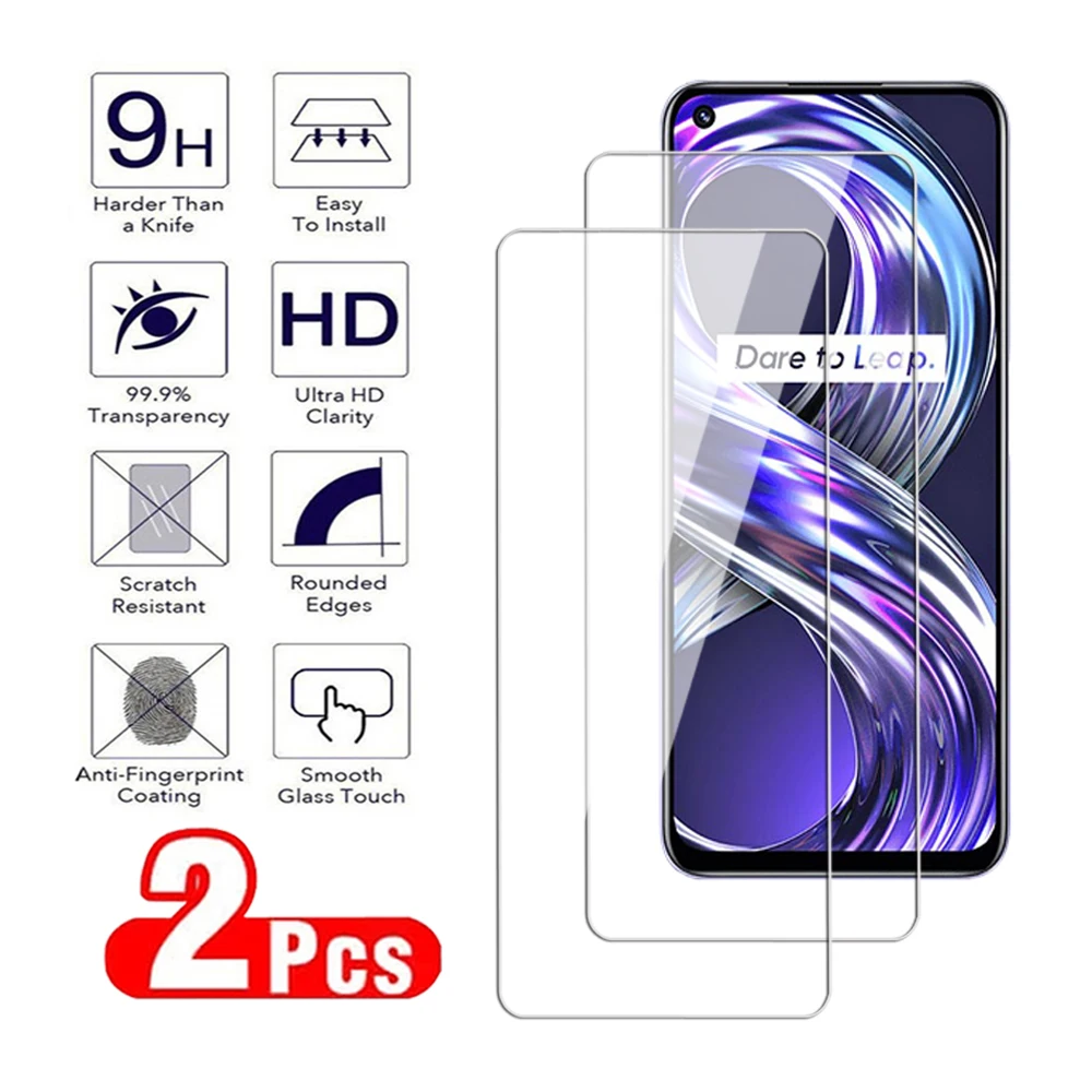 2Pcs Protective Tempered Glass Screen Protector For Realme 8 9 10 11 Pro Plus 6.4 4G 6.72 5G 6.43 Speed Transparent Glass Film