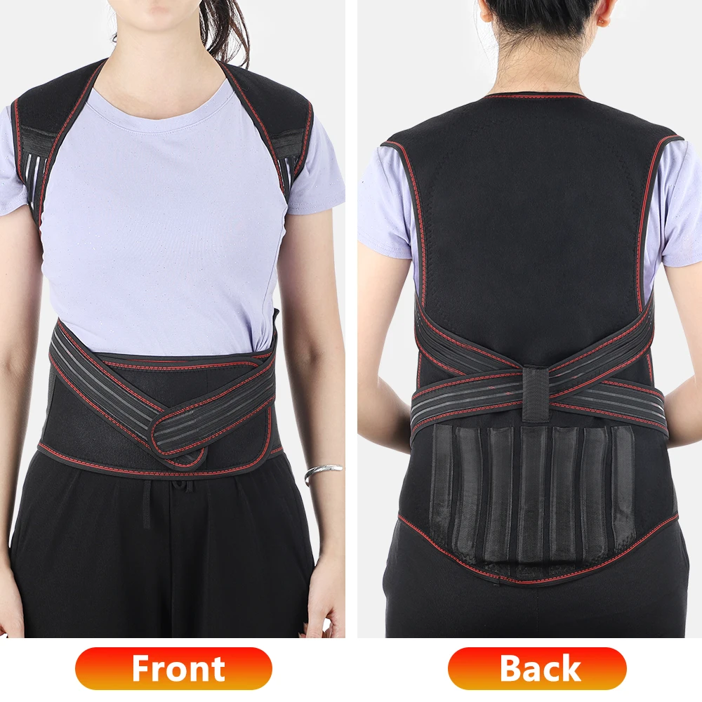 118pcs Self-heating Magnetic Waist Back Shoulder Posture Corrector Spine Lumbar Brace Back Support Belt